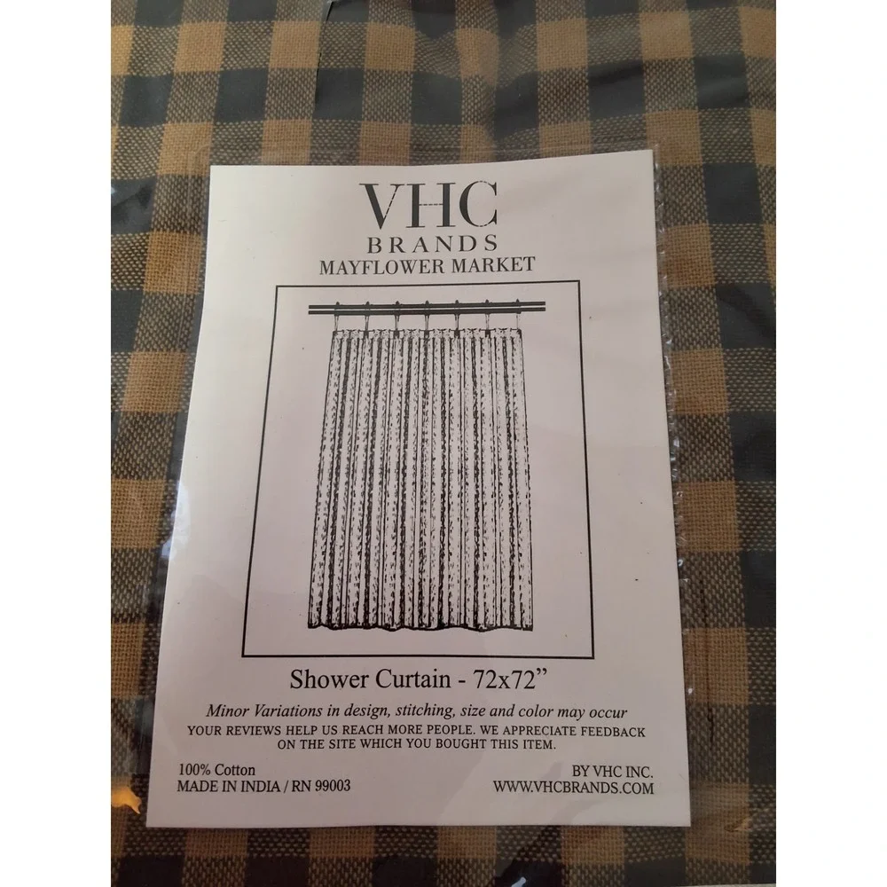 VHC Brands Mayflower Market Scalloped Shower Curtain, 72